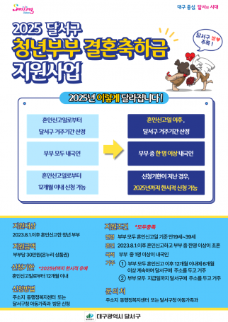 2025 달서구 청년부부 결혼축하금 지원